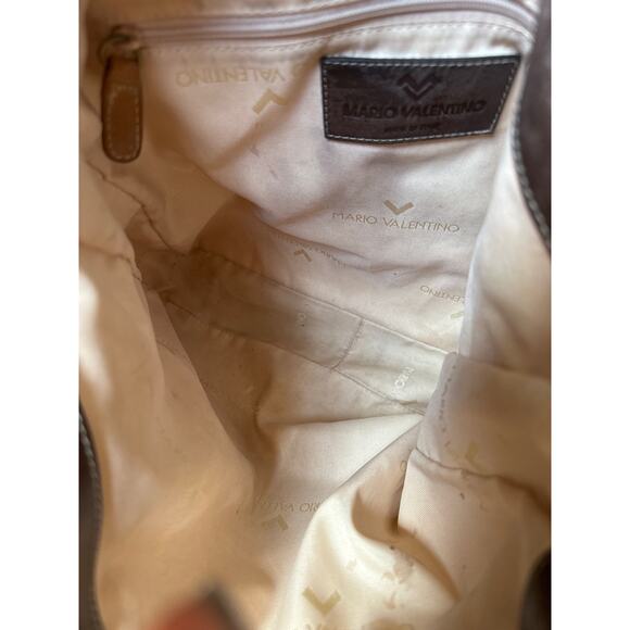 Vintage Mario Valentino Logo Printed brown Shoulder Bag gold hardware - Picture 16 of 16